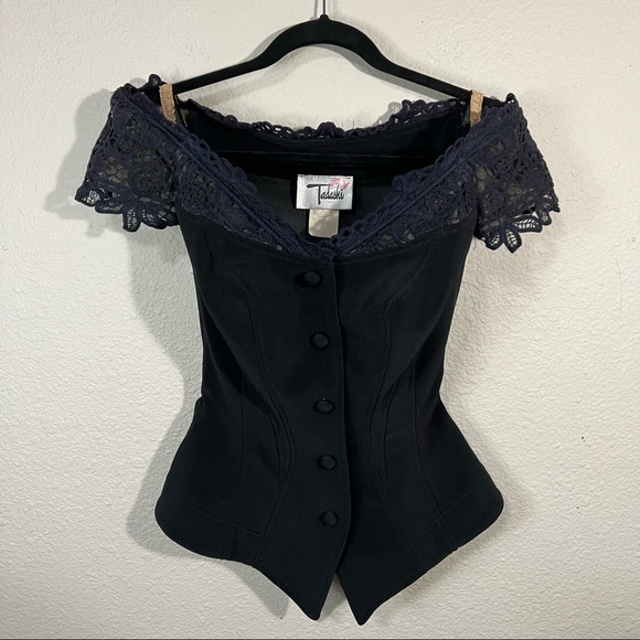 Tadashi Shoji Tops - Tadashi Shoji Vintage 1980’s Off the Shoulder Corset Style Top